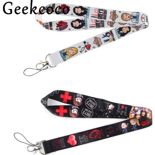 10pcs/lot J1401 Greys Anatomy TV Show diy keychains Accessory Mobile Phone USB ID Badge Holder Keys Strap Tag Neck lanyard