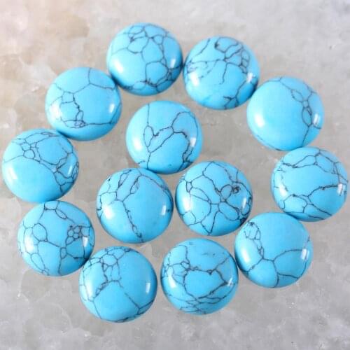 12MM 16MM Round CAB Cabochon Natural Stone Gem Blue Howlite No Drilled Hole Beads For Jewelry Making Bracelet Earring 10Pcs K901