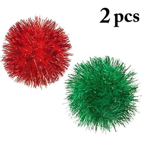 2 Pcs Cat Toys Balls Sets Plush Soft Kitten Scratch Ball Toy Funny Cat Pom Pom Balls Kittens Chew Scratch Toys Pet Cats Supplies