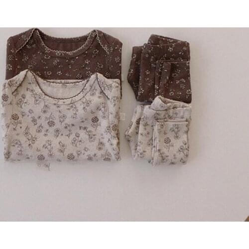 2021 New Girls Boys 2 Pcs Set Printed T Shirt+Long Pants Cotton Autumn Fashion Babys Suits 6-24 Month XY70