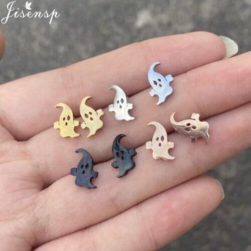 2021 Punk Black Ghost Earrings Women Men Fashion Funny Skull Pumpkin Smiling Face Stud Earring Kids Best Halloween Accessories