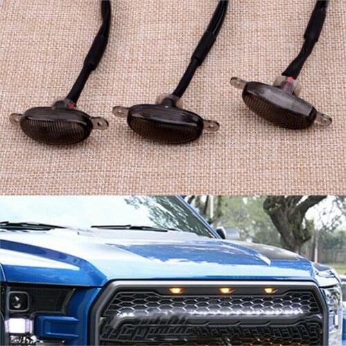 3Pcs/Set Car Amber LED Front Bumper Grill Grille DRL Daytime Running Lights Fit For Ford F-150 Raptor 2010-2015 2016 2017 2018