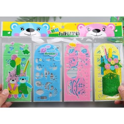 6.8*15CM Pen Holder Scrapbook Stencils Spray Plastic Mold Shield DIY Cake Hollow Embellishment Print Lace Ruler Valentine