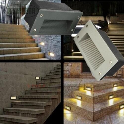 8pcs/lot Outdoor 3W LED Stairs Recessed Wall Light LED Step Lamp LED Waterproof IP67 LED Footlight AC110V 220V DC12V