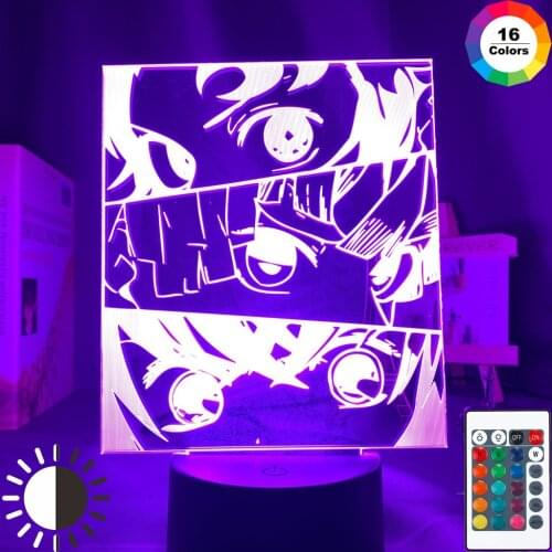 Anime Demon Slayer Face Splice Acrylic Led Night Light for Kids Child Bedroom Decor Cool Nightlight Kimetsu No Yaiba Lamp Gift