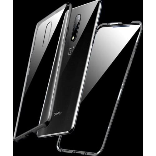 For Oneplus 7 Case Magnetic Luxury Ultra Thin Nano Tempered Glass Full Protection Aluminum Metal Bumper Case For Oneplus 7 Cover