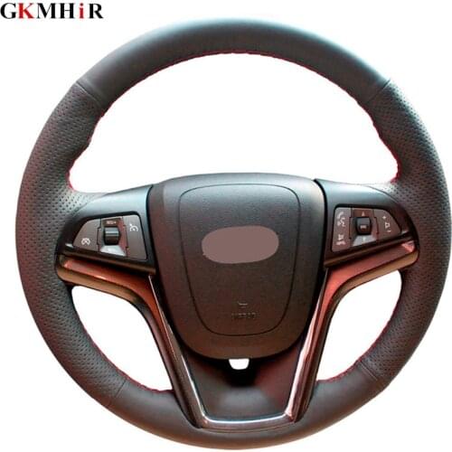 Black Artificial Leather Hand-stitched Car Steering Wheel Covers for Chevrolet Malibu 2011-2014