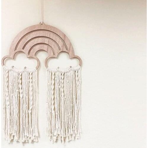 Baby Room Rainbow Cotton Tassels Wall Hanging Handmade Macrame Home Decor Retro Handcrafted Girls Room Indian Decor