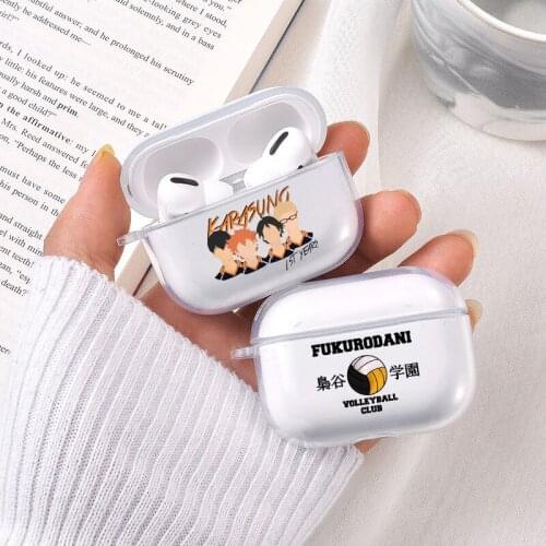 For Airpods HAIKYUU!! Karasuno Nekoma Anime Earphone Case for Airpods Pro Wireless Headphone Cover Soft TPU Charging Box Cover