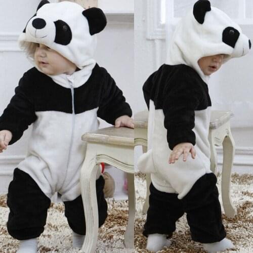 Emmababy Newest Fashion Newborn Baby Boy Girl Clothes Warm Winter Panda Animal Hooded Zipper Romper Jumpsuit One-Piece Clothes