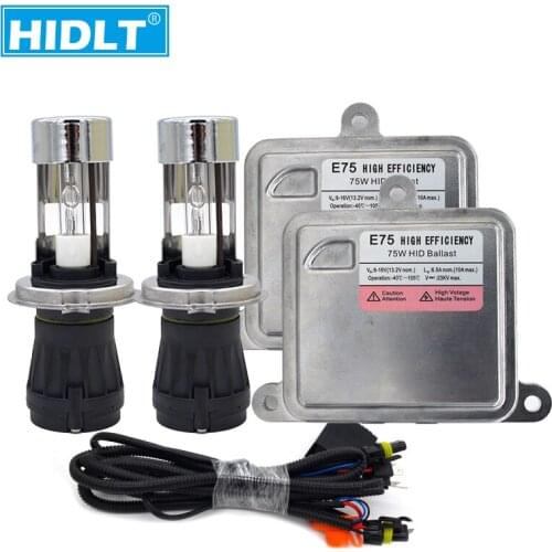 HIDLT 12V 75W Bixenon H4 HID Headlight Kit 75W Fast Start Ballast 4300K 5000K 8000K 6000K H4-3 Auto Lamp Bulb With Relay Harness