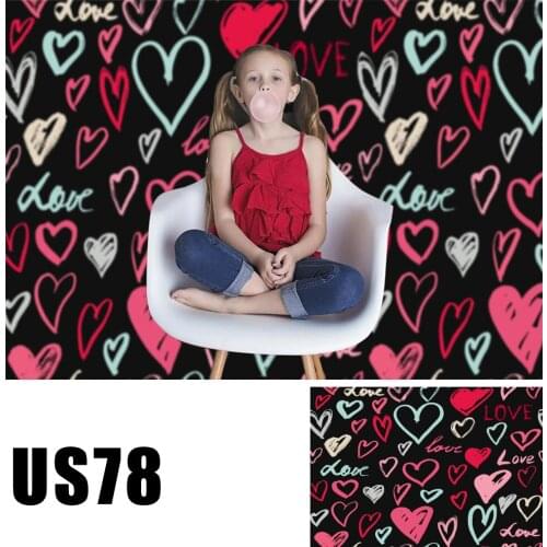 HUAYI Photography Backdrop Valentines Day Love Painted Hearts Photobooth Background Newborns Baby Child Studio Backdrops US-78