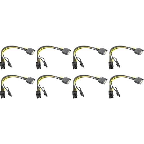 15Pin SATA Male to 8Pin(6+2) PCI-E Power Supply Cable SATA Cable 15-Pin to 8 Pin Cable 18AWG Wire for Graphic Card