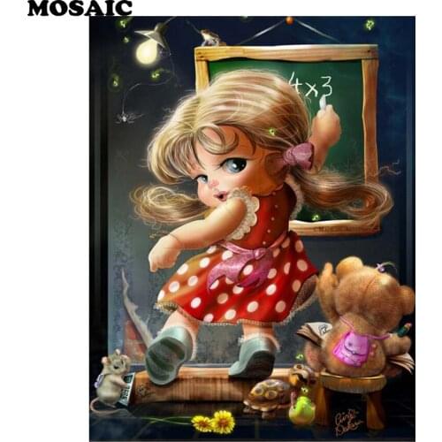 Full square Diamond Painting angels Little Girl and Toys Embroidery Rhinestone Cartoon Gift for Kids Room Craft DIY painting Y6