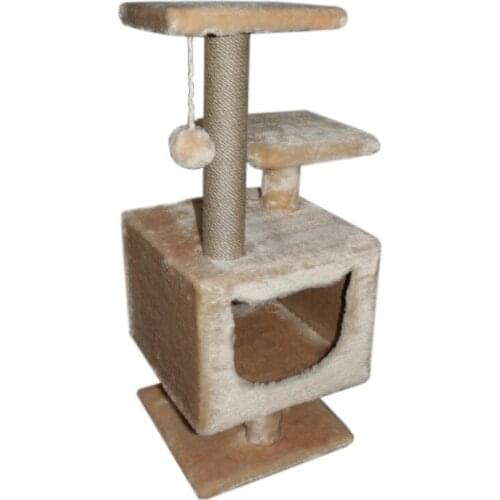 Scratching post house for cats , beige, legs 34x34x84. Description Play complex for cats beige. The complex consists of a comf