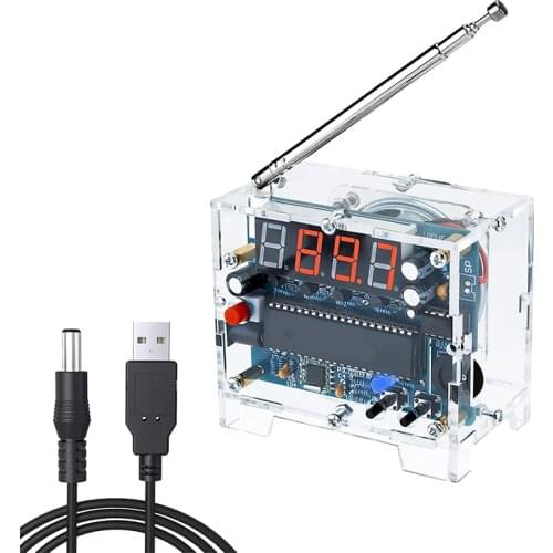 DIY Radio FM Receiver Kit Digital Radio 76MHz-108MHz Adjustable Wireless Receiver with Power Cable Easy to Assemble