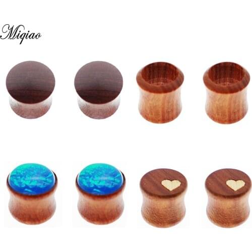Miqiao 2 pcs Ear Plugs Wood Flesh Tunnels Saddle Ear Gauges 8-25MM Solid Hollow Body Piercing Jewelry For Women Men