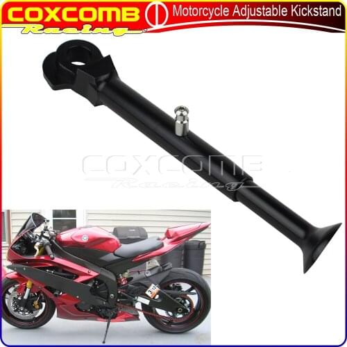 Motorcycle Black CNC Aluminum Adjustable Side Stand Support 5.5"-7" Lowered Kick Stand Kit For Yamaha YZF R6 R6R 2006-2016