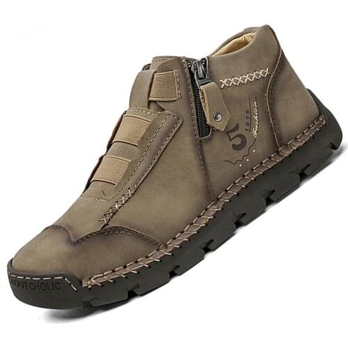 Mens Ankle Boots Handmade Leather Mens Western Boots Classic Fashion Mens Motorcycle Boots Outdoor Mens Work Shoes 39-48