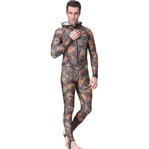 Men Camouflage Swimsuit One piece Hooded Wetsuit For Scuba Free Diving Spear Fishing Swimming Equipment Water Sports Swimwear