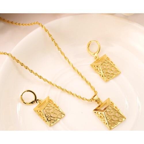 Gold Necklace Earring Set Women Party Gift geometry Jewelry Sets daily wear mother gift DIY charms women girls Fine Jewelry