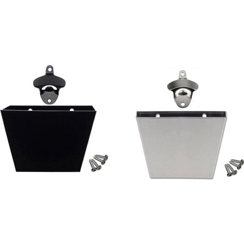 Wall Mounted Beer Bottle Opener with Cap Catcher Container Box Storage Holder Collect Bucket Set Kitchen Tool