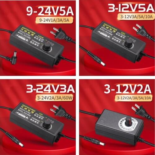 Adjustable 110V-220V AC to DC 3V-12V 3V-24V 9V-24V Universal adapter with display voltage Regulated power supply 3V 5V 12V 24V