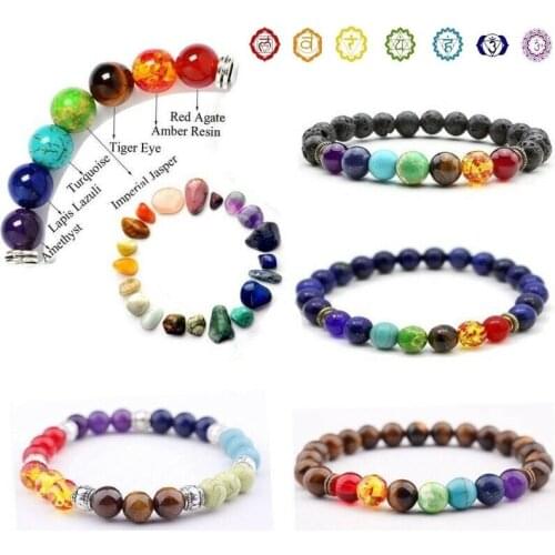 Natural Lava Stone Beads Healing Balance Chakra Charm Bracelet Tiger Eye Bead Tibetan Buddha Prayer Bracelet for Women Men BEST