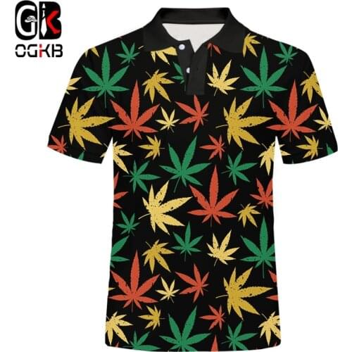 OGKB EU/US Size 3d Maple Colorful Leaf Polo T Shirt Fashion Men Women Plant 3d Print Polo Shirt Summer HarajukuTshirt Streetwear