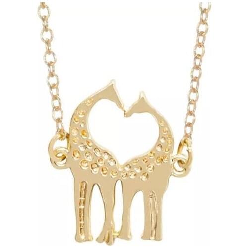 Love Heart Giraffe Necklace Simple Cute Twin Baby Deer Animal Elk Antler Glamour pendant Necklace for Lovers Love Jewelry