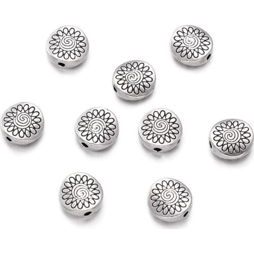 20pcs Tibetan Flat Round Spacer Loose Beads 8.5x8.5mm For Jewelry Making Lead Free & Nickel Free & Cadmium Free