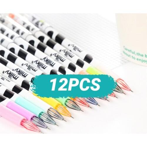 Jonvon Satone 12pcs Cute Cows Color Neutral Pen Kawaii Pen Gel 0.5mm Japanese Stationery School Tools Supplies Stationary Set
