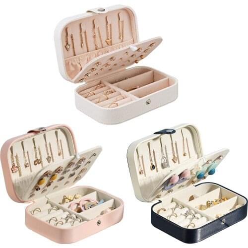 Jewelry Storage Box Two Layer Leather Makeup Organizer Earring Ring Necklace Bracelet Ring Display Holder for Women Girl Gift
