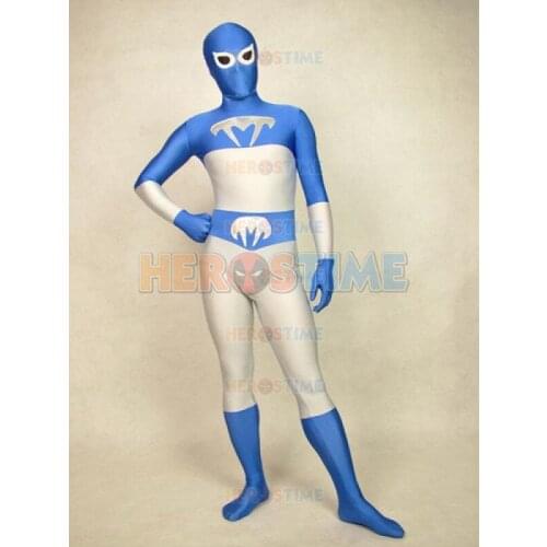 Blue Talon Costume Spandex Blue & White Superhero Costume halloween cosplay zentai suit hot sale free shipping