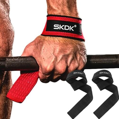 SKDK 2pcs/Pair Gym Fitness Weight lifting Grip Straps Dumbbell Hand Grips Training Wrist Support Bands for barbell Pull up