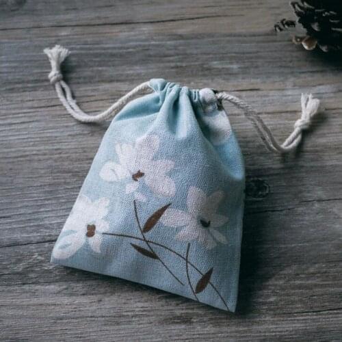 Blue Theme Wedding Decoration Linen Burlap Drawstring Bag Wedding Candy Gifts Faovrs Bags Baby Shower Favors 50pcs/lot