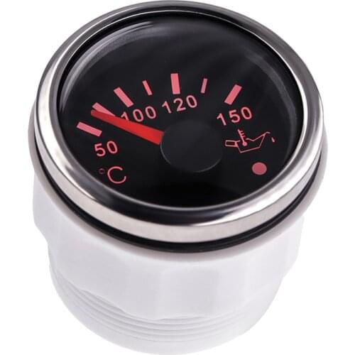 Point Digital Oil Temperature Gauge With Alarm 50~150 Celsius 52MM Oil Temp Gauge With Red Backlight 9-32V For Marine Boat
