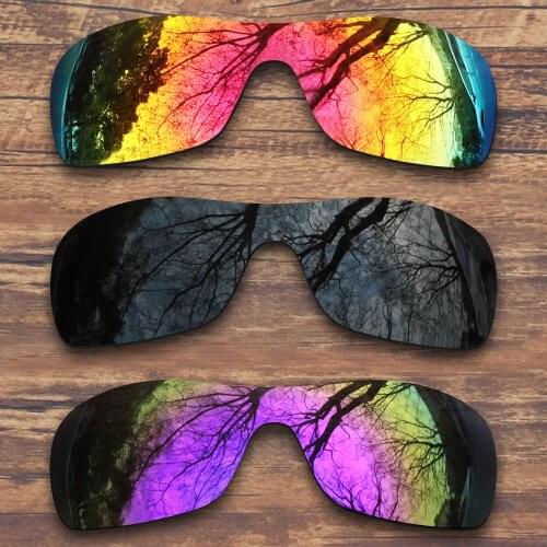 ToughAsNails 3 Pieces Black.Fire Red.Purple Polarized Replacement Lenses for Oakley Antix Sunglasses