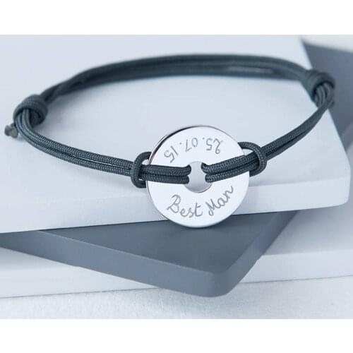 V.YA Custom logo Stainless Steel Bracelet Fashion Handmade Black or Red Rope Braided Jewelry Accessories Bracelets For Men Women