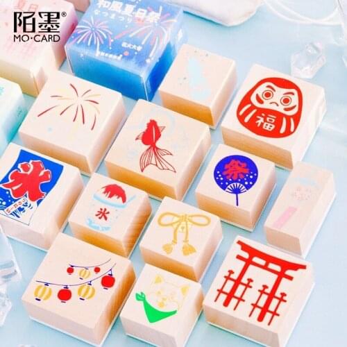 Vintage Stamp Japanese Style Daily Life Pattern DIY Wooden Rubber Stamps for Scrapbooking Stationery Scrapbooking Standard Stamp