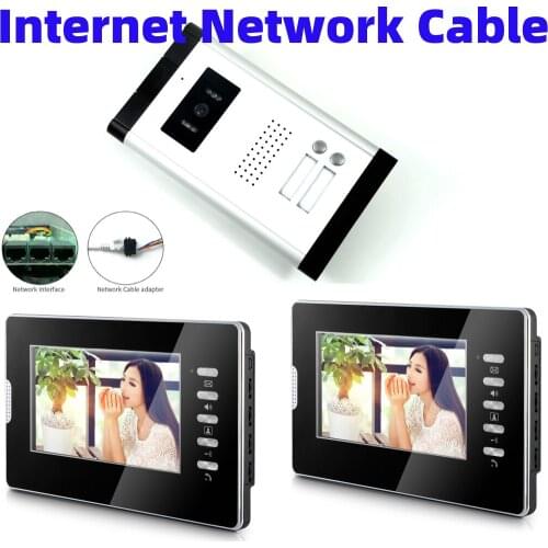 Visual Intercom 7 Inch Monitor Video Door Phone Doorbell Intercom 100 Meter Network Cable Home Security System For 6 Apartments