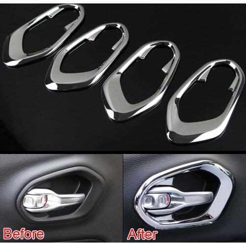 Car Interior Chrome Side Door Handle Cover Bowl Trims For Jeep CHEROKEE 2014-2016