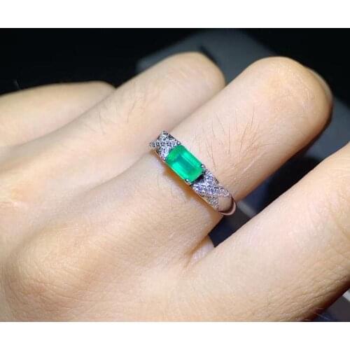 Fashion Green emerald Gemstone Ring for women jewelry certified natural emerald real 925 silver good green col or girl gift