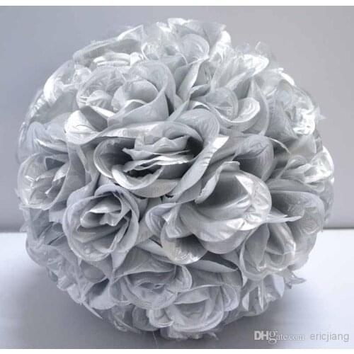 10pcs/lot silver color artificial rose Flower Kissing Balls 12inch 30cm decorate flower for wedding garden market decoration