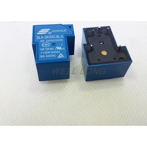 100pcs T90 Coil Relay 24VDC 30A 250VAC 5 pin Normally open SLA-24VDC-SL-A PCB Type