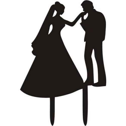 100pcs/lot Creative Kissing hand lovers design Acrylic Wedding inserted card Wedding Cake Topper Party Cake Decorations