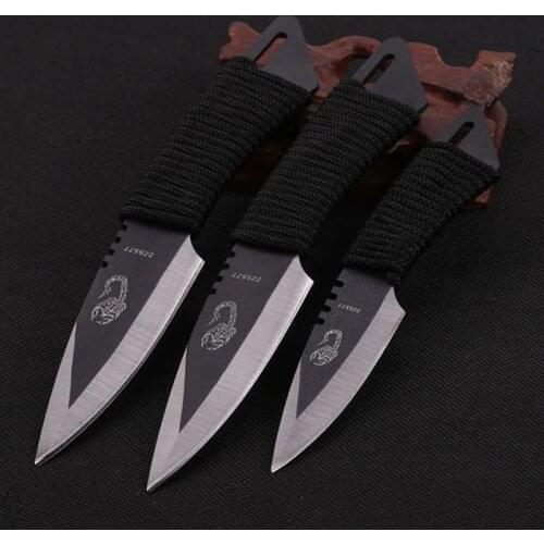 [ 3pcs/set ] Straight Fixed Blade Knife Pocket Survival Hunting Knives Tactical Knife With Sheath SDIYABEIZ