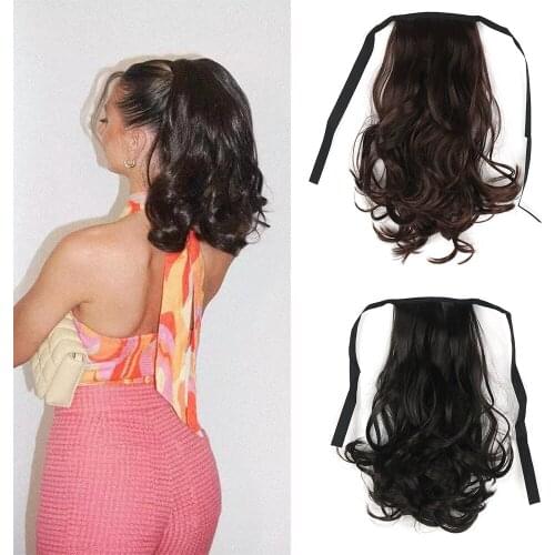 4 Sizes 4 Colors Short Curly Hair Ponytail Heat-Resistant Synthetic Drawstring Hair Extension Pony Tail For Women