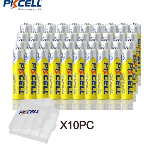40pcs PKCELL AAA Battery NI-MH AAA Rechargeable Batteries 1.2V 1200mAh with 10PC aaa Battery Box holder For Flashlight Toys