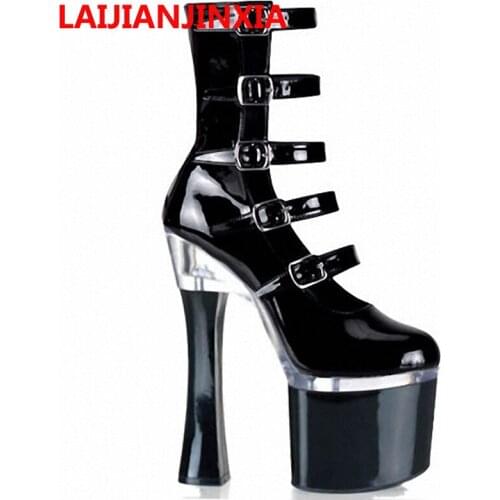 18cm punk bows closed toe Platforms short boots fashion 8 inch high heel ankle boots gladiator boots heels Exotic Dancer shoes